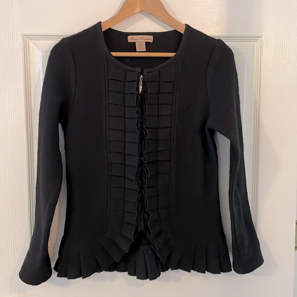 Marisa Christina Boiled Wool Zip Cardigan